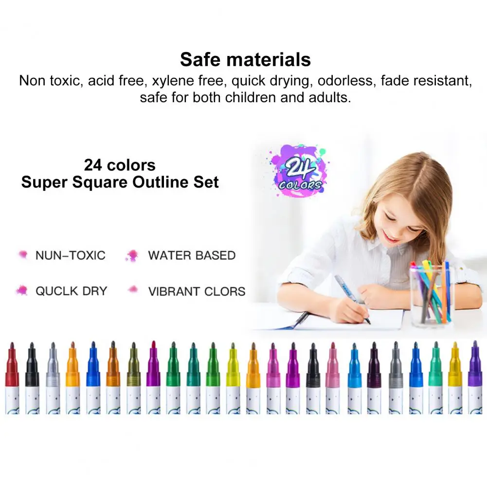 Быстросохнущий Контурный Маркер Двухлинейные Контурные Ручки Double Line Glitter Liquid Mark Pen Kit для Diy Подарочной Бирки, Поздравительной Открытки Art