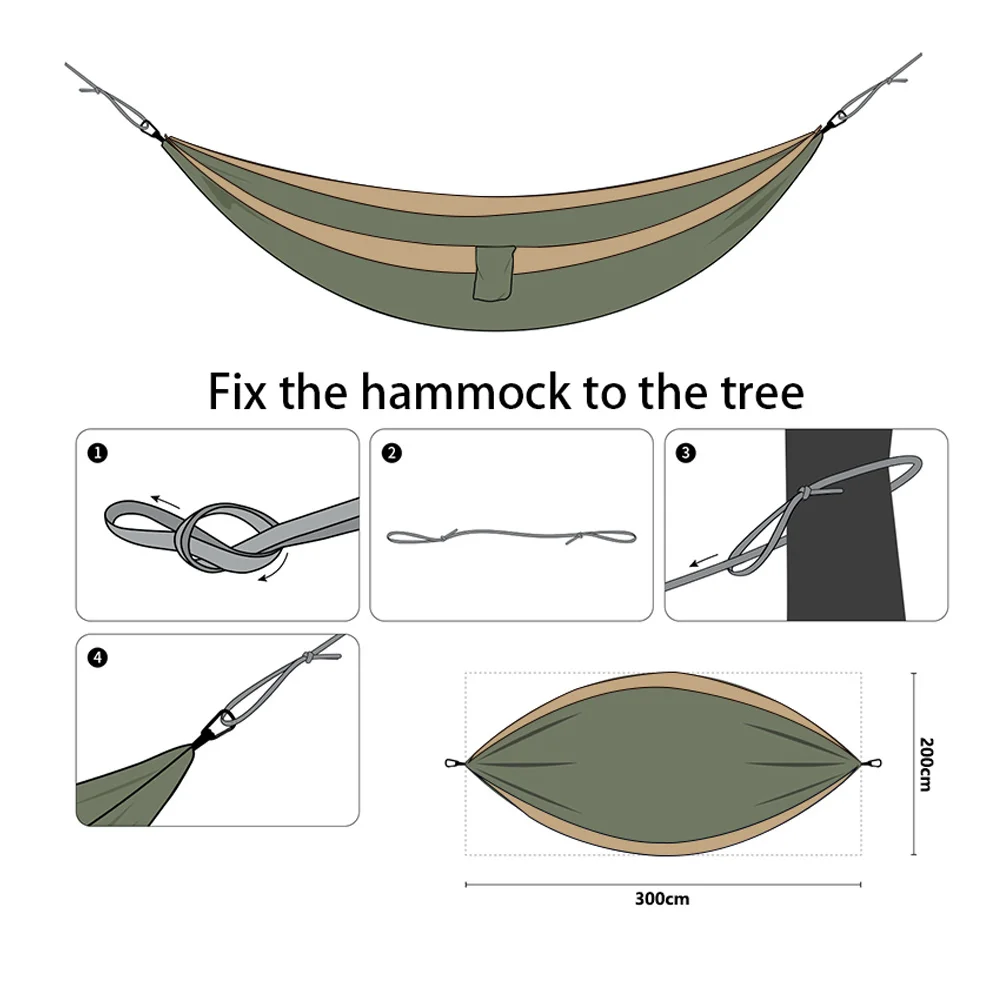 Гамак для кемпинга, двухцветный нейлоновый водонепроницаемый навес, переносной ремень для гамака, Походное постельное белье для выживания в кемпинге