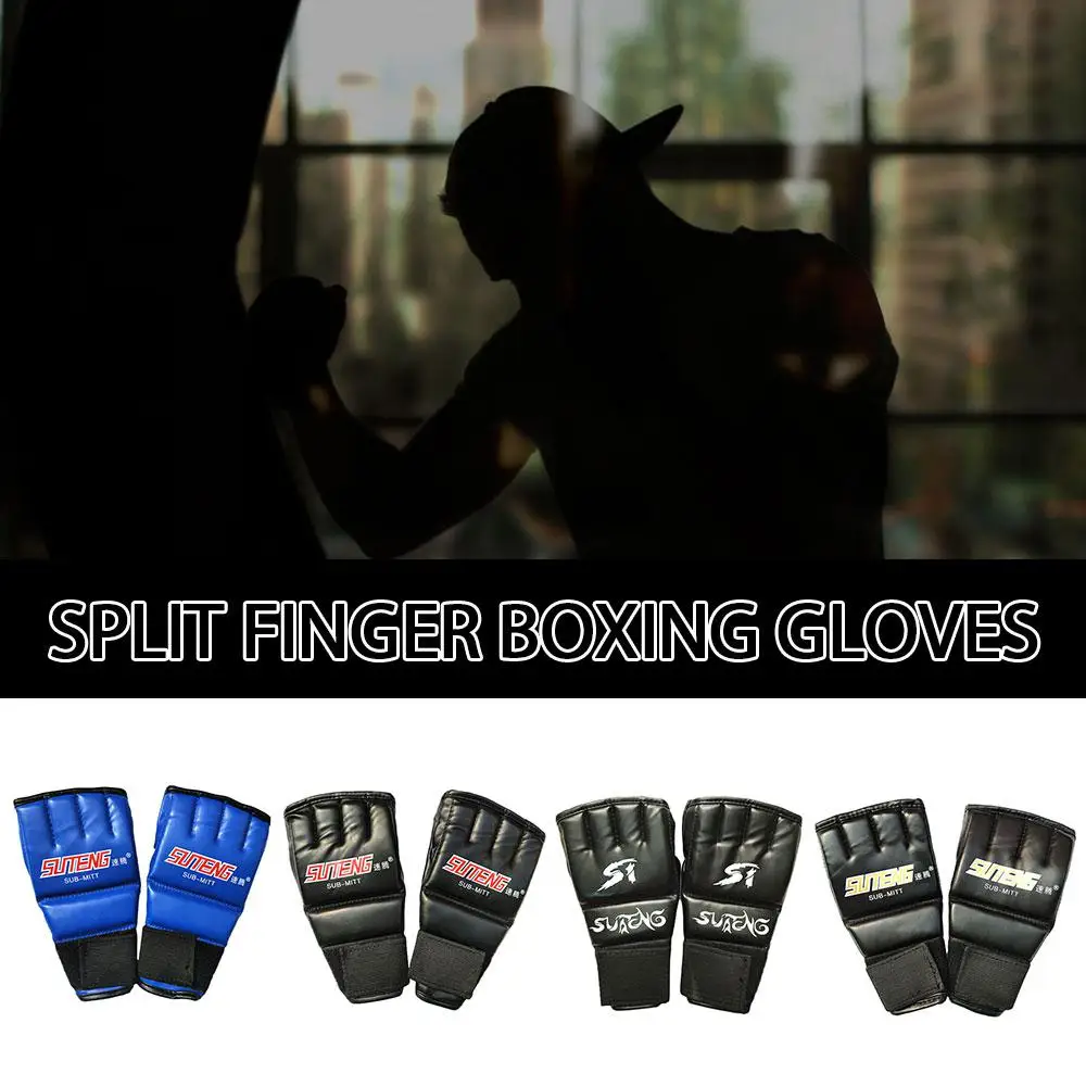 Боксерские перчатки с раздвоенными пальцами, Боксерская груша, Открытая Перчатка на половину пальца, Ладонь Из Дышащей Кожи С Раздвоенными Пальцами и Пятью пальцами