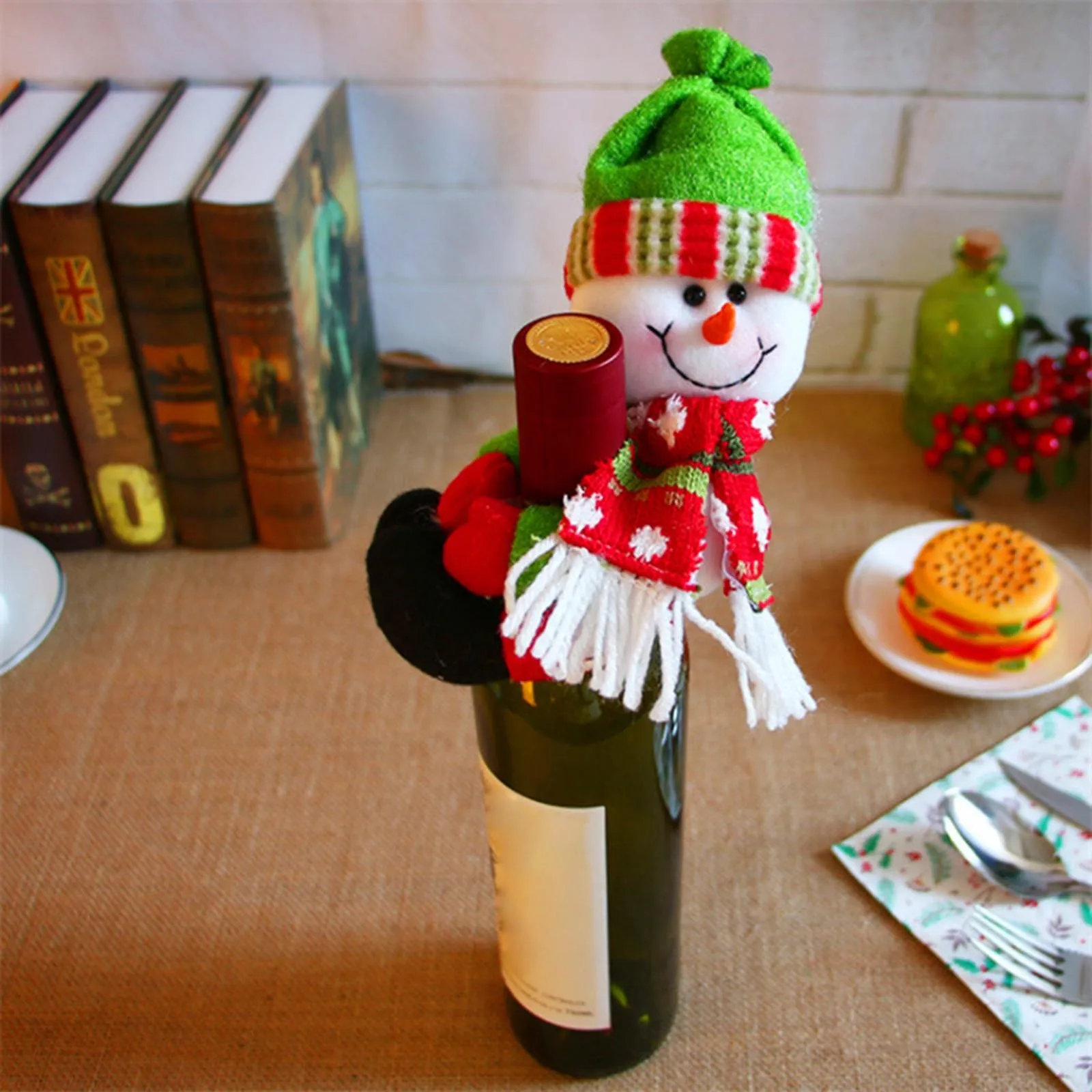 Рукав для бутылки вина в виде снеговика, зимние украшения, холщовая сумка для вина