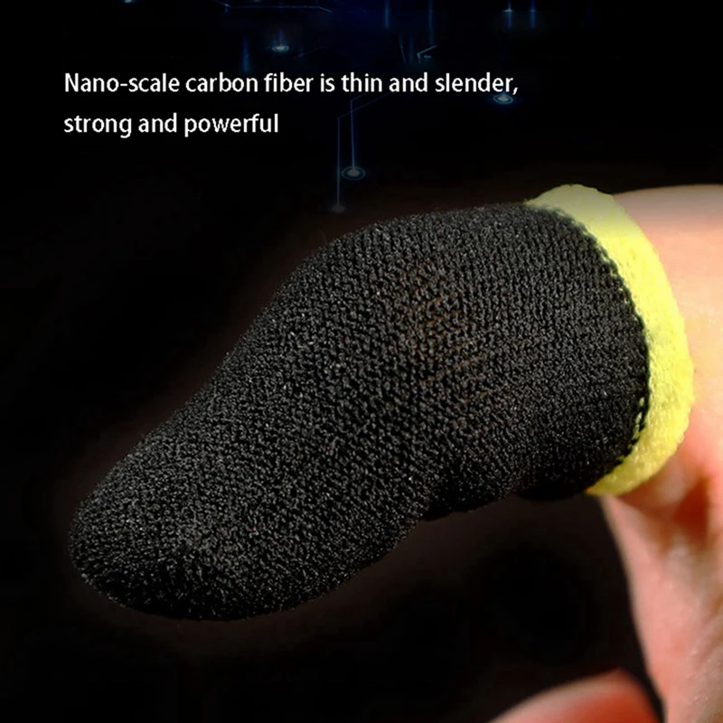 18-контактные рукава из углеродного волокна для мобильных игр PUBG, рукава для пальцев с контактным экраном, черный и желтый (60 шт.)