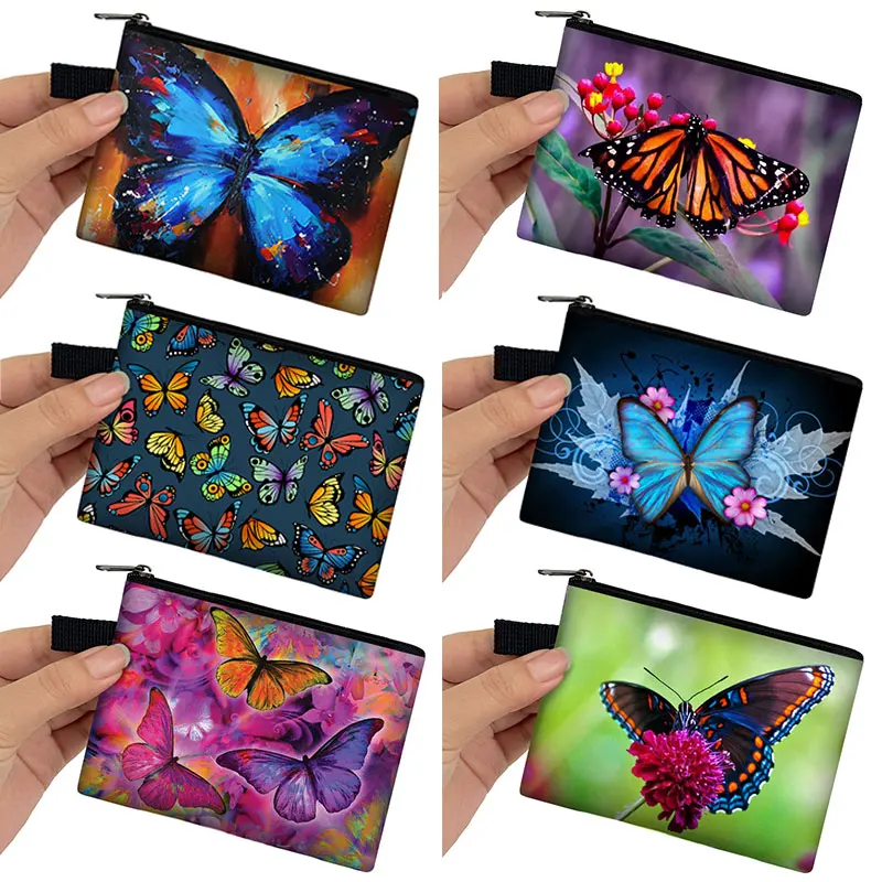 Красивое портмоне с принтом бабочки, цветы насекомых, женские сумки для денег, мешочек для монет, милый кошелек, ключ, держатель для кредитной карты, клатчи