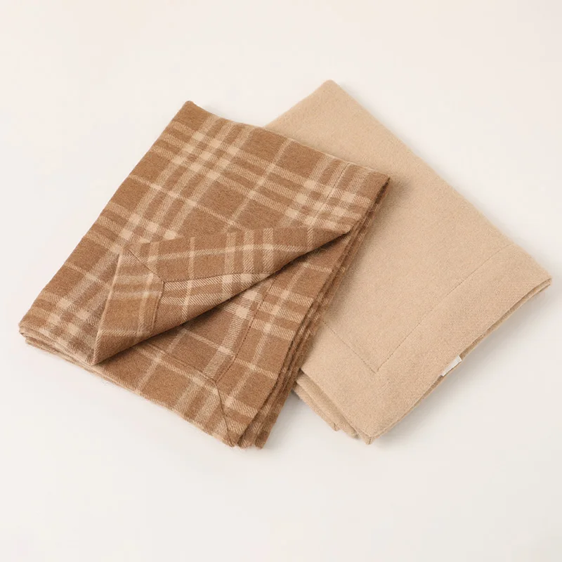 Дизайнерское клетчатое верблюжье одеяло, зимнее женское мужское теплое шерстяное кашемировое домашнее одеяло, шарфы, шаль