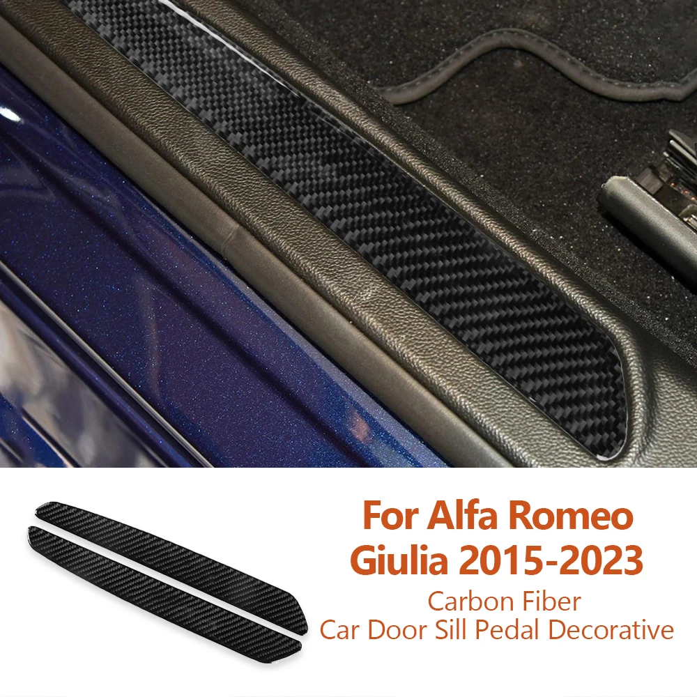Для Alfa Romeo Giulia Stelvio 2015-2023, Карбоновая накладка на порог, педаль, Декоративная наклейка, аксессуары для интерьера