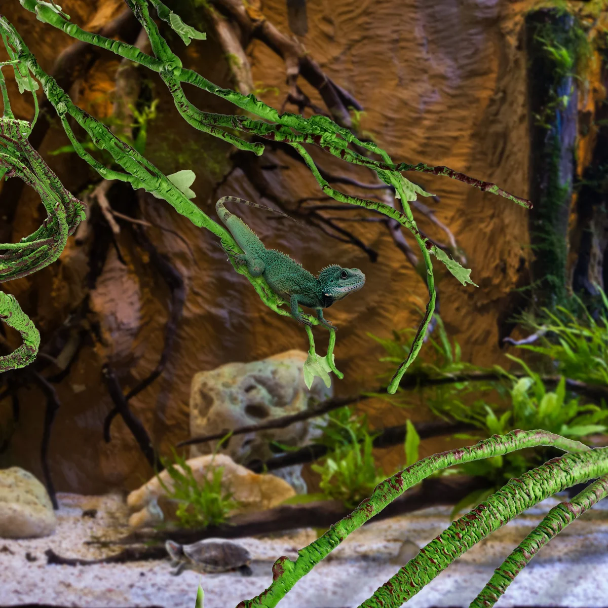 Виноградная лоза Рептилий, среда обитания мелких животных, Изгиб ветви леса Для моделирования ландшафта ящерицы, Декор из ротанга для домашних животных