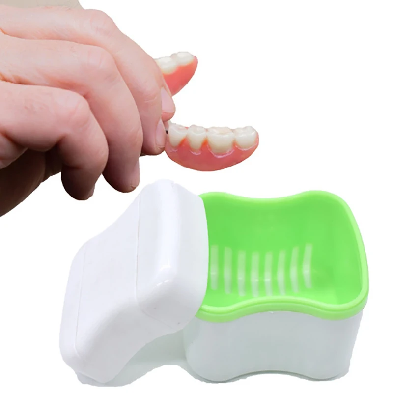 Коробка-ванночка для зубных протезов, коробка для хранения вставных зубов с подвесным сетчатым контейнером, футляр для искусственных зубов, Ортодонтический фиксатор