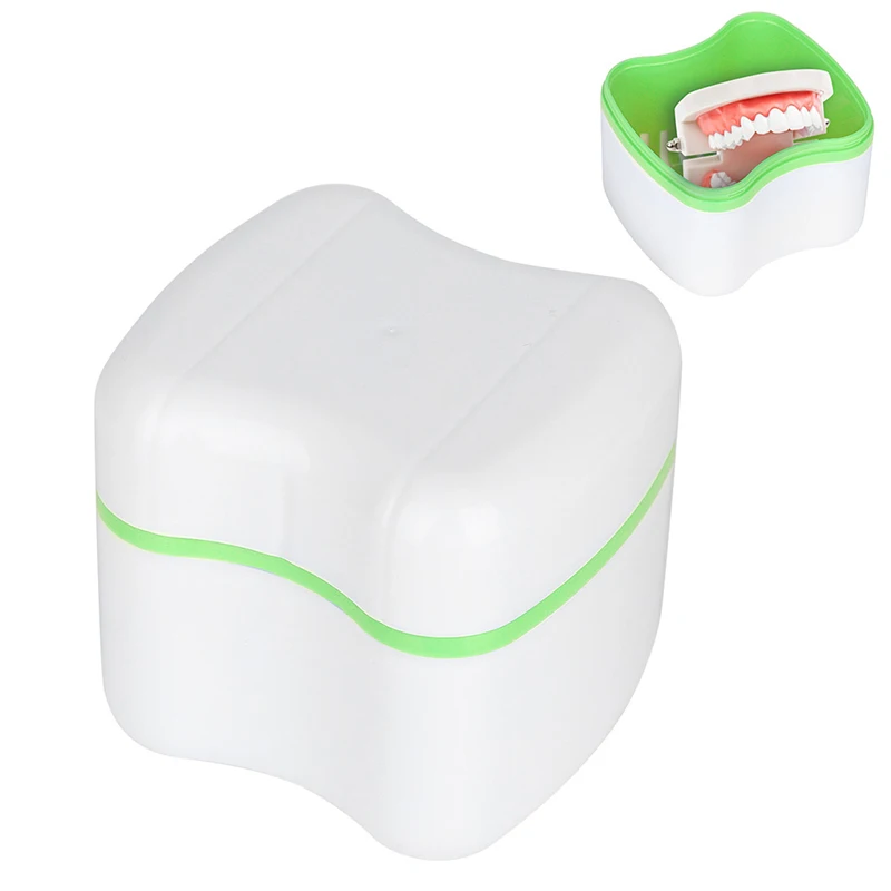 Коробка-ванночка для зубных протезов, коробка для хранения вставных зубов с подвесным сетчатым контейнером, футляр для искусственных зубов, Ортодонтический фиксатор