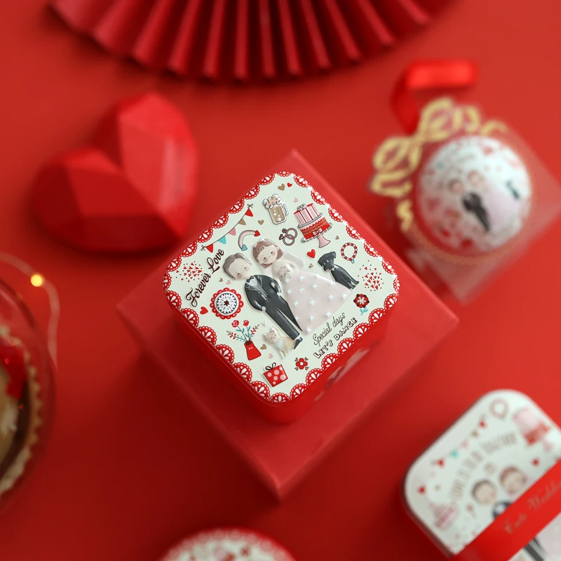 1 ШТ. Жестяная коробка для хранения конфет с домашним кроликом, Квадратная Рождественская 3D Металлическая коробка, органайзер для чая и кофе, детские подарки, декор для свадьбы