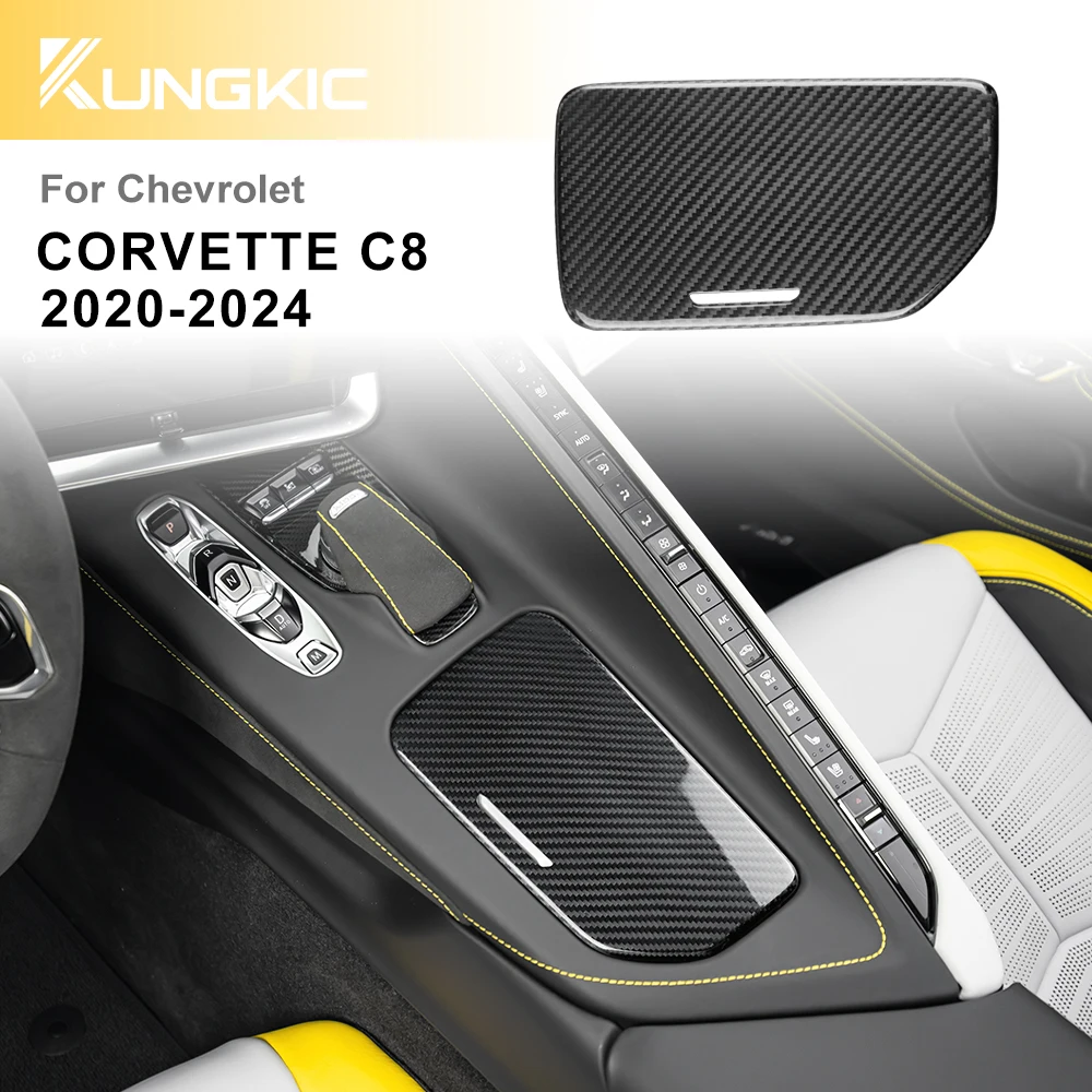 Наклейка из настоящего твердого углеродного волокна для Chevrolet Corvette C8 2020 2021 2022 2023 Центральный механизм управления Стакан для воды Аксессуары для интерьера