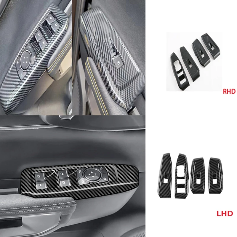 1 комплект ABS RHD Оконное стекло Подъемная отделка Кнопка переключения панели Рамка Внутренняя Декоративная для Ford Ranger Everest 2023