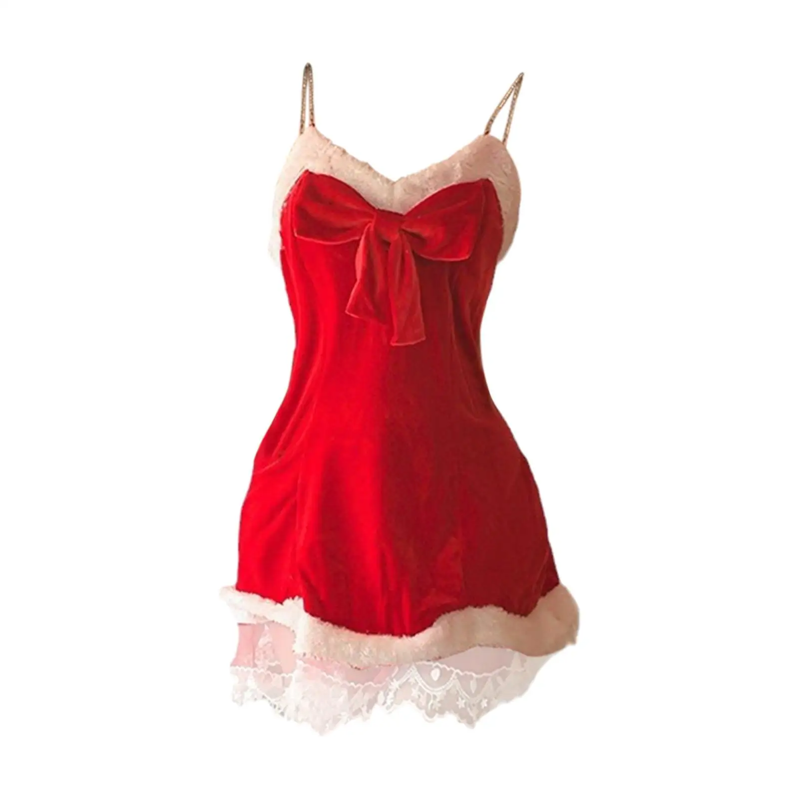 Мини-платье Санта-Клауса, Ночная рубашка с милыми бантиками, Женское Рождественское белье