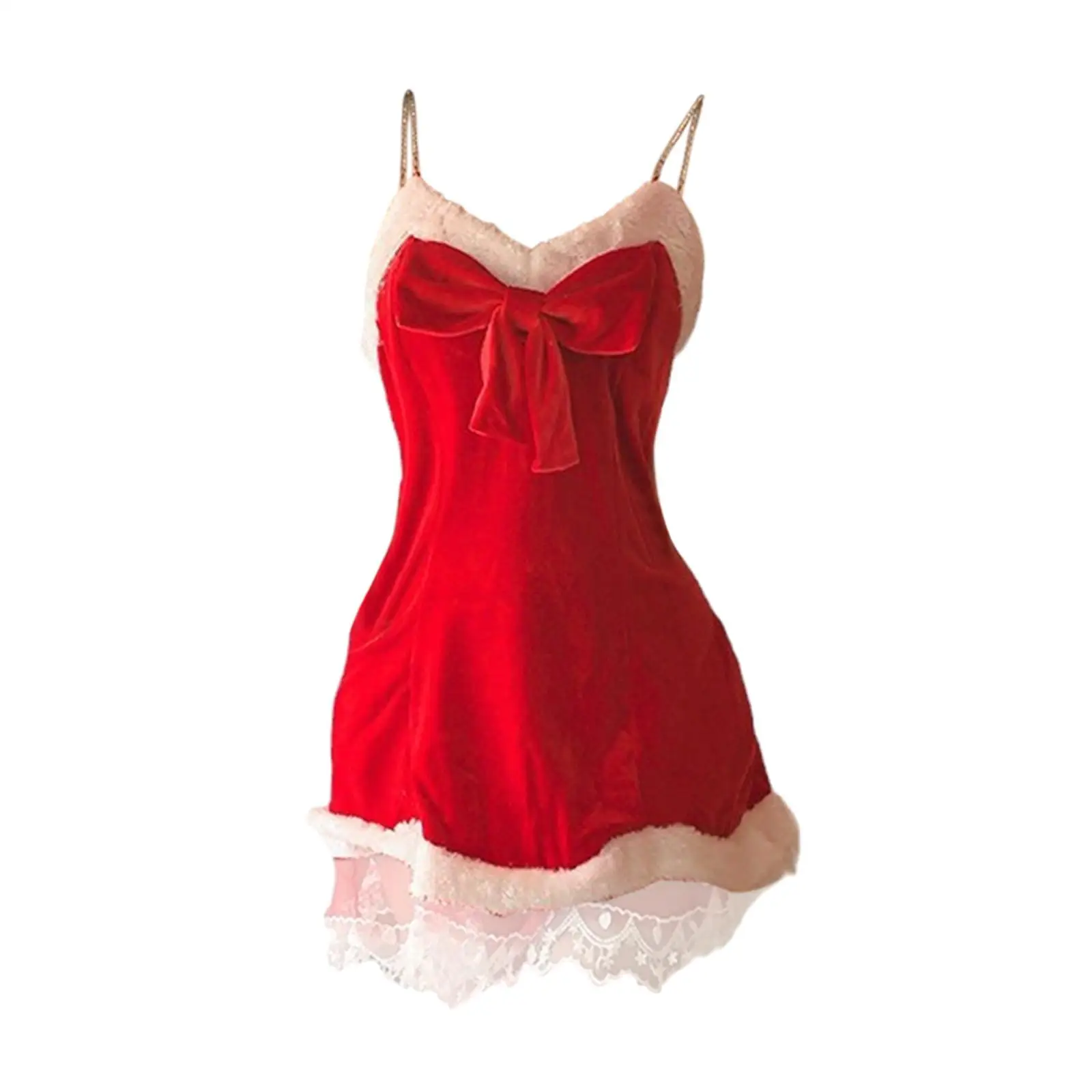 Мини-платье Санта-Клауса, Ночная рубашка с милыми бантиками, Женское Рождественское белье