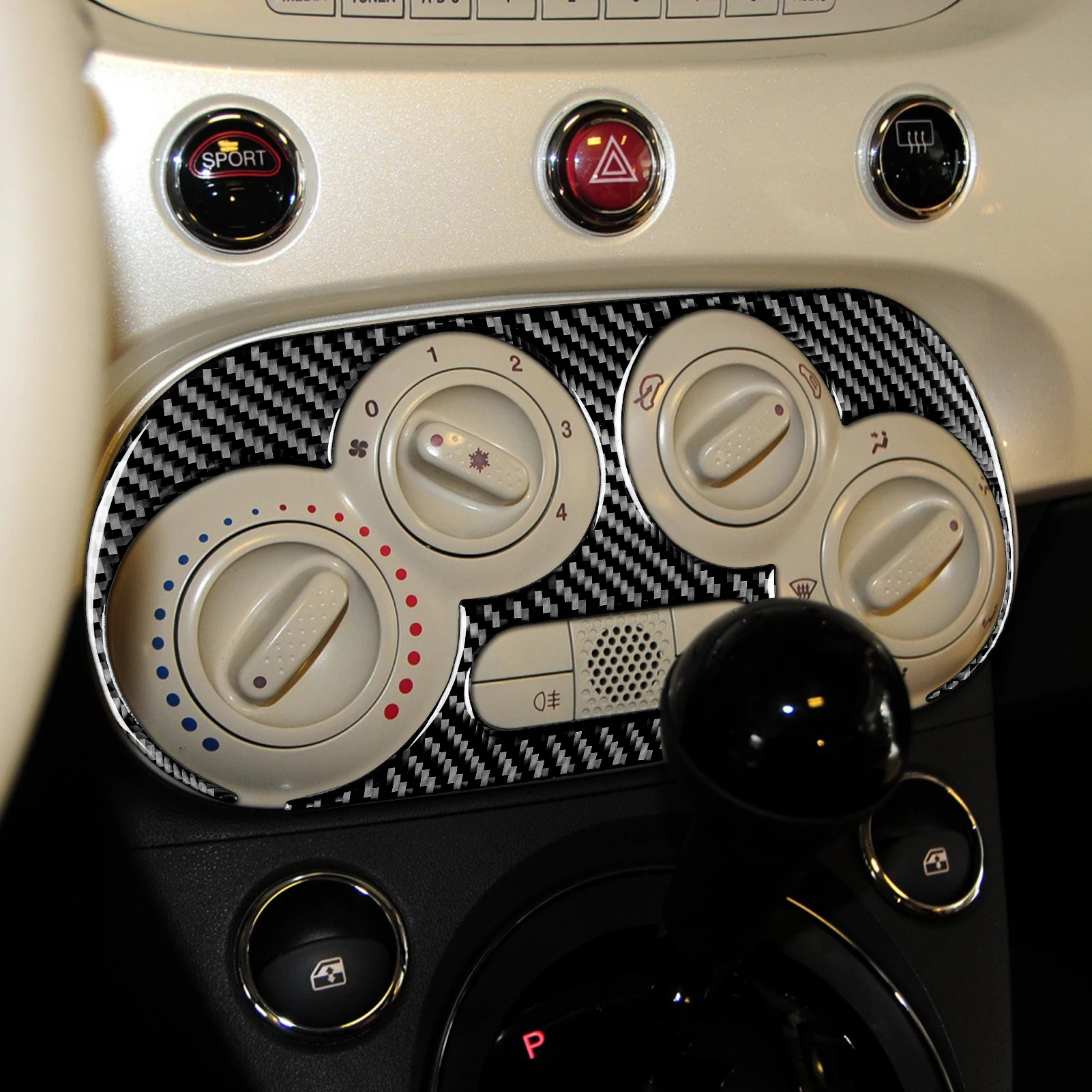 для Fiat 500 2012 2013 2014 2015 Панель управления кондиционером, Декоративная крышка, наклейка, отделка салона автомобиля, аксессуары из углеродного волокна