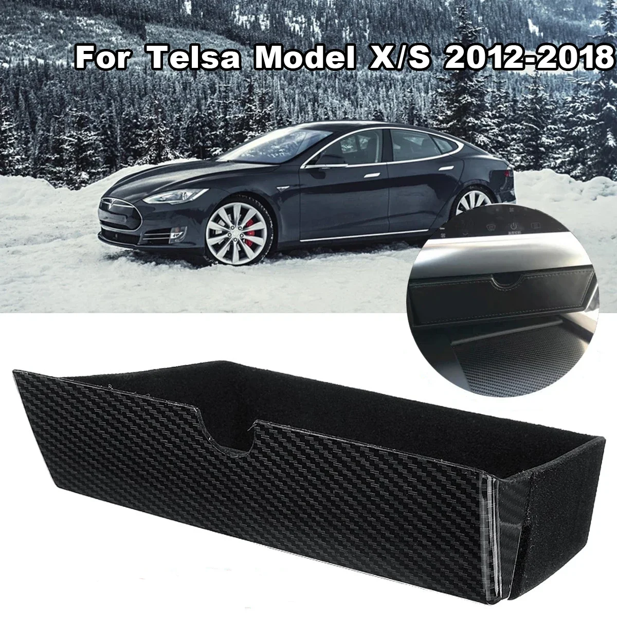 Для Tesla Model X Model S 2012 2013 2014 2015 2016 2017 2018 Коробка для хранения центральной консоли в стиле Carbon, выдвижной лоток