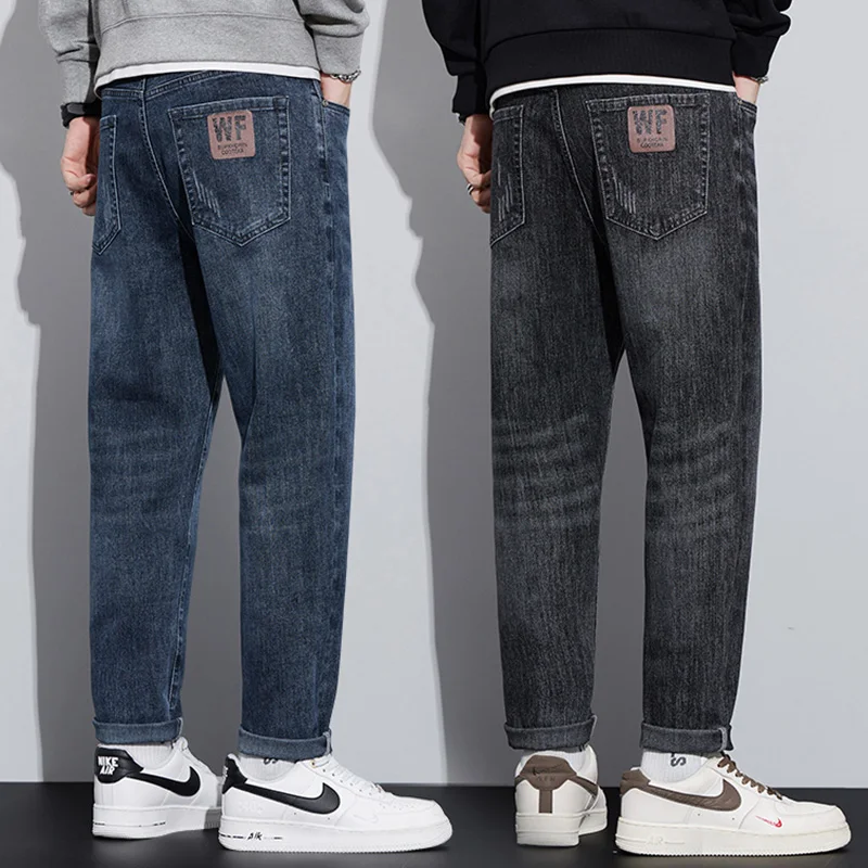Весенние новые мужские облегающие эластичные толстые джинсы, простые роскошные повседневные Удобные мужские джинсовые брюки, Высококачественная брендовая одежда