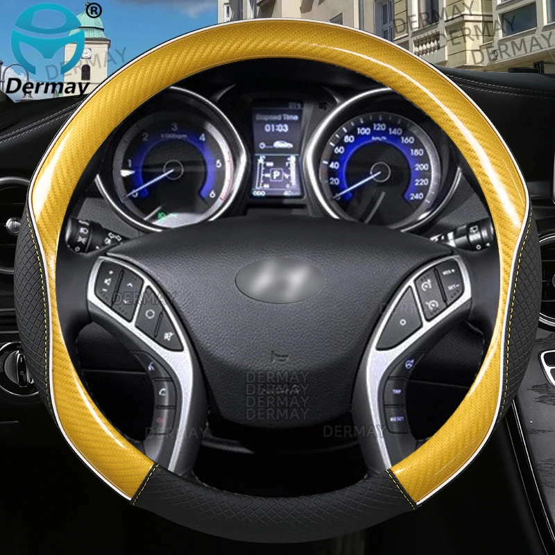 для Hyundai i30 Elantra Touring Elantra GT 2007 ~ 2021 Чехол рулевого колеса автомобиля из микрофибры + автоаксессуары из углеродного волокна