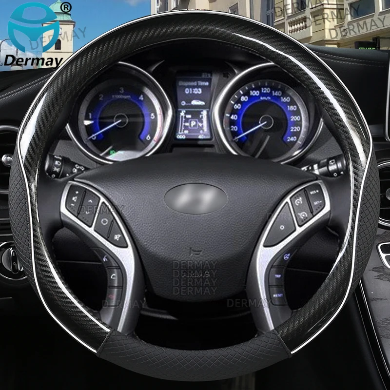 для Hyundai i30 Elantra Touring Elantra GT 2007 ~ 2021 Чехол рулевого колеса автомобиля из микрофибры + автоаксессуары из углеродного волокна