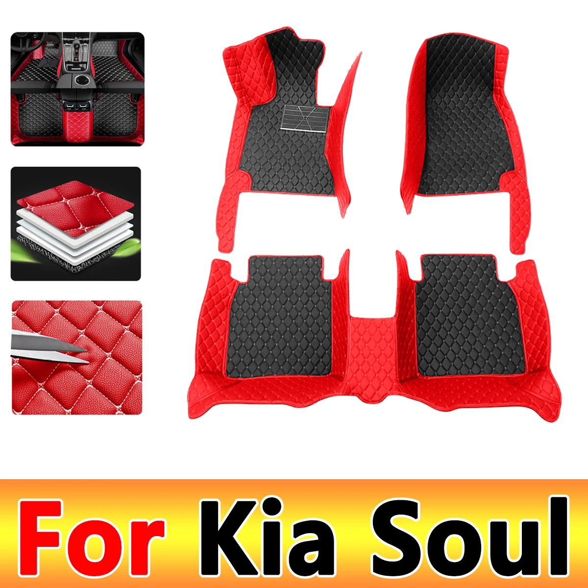 Ковры для Kia Soul 2016 2015 2014 2013 2012 2011 2010 Автостайлинг Отделка интерьера Кожаные автомобильные коврики для педалей