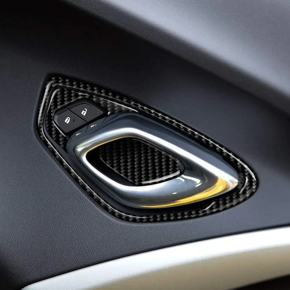 для Chevrolet Camaro 2016-2020 Карбоновое волокно Внутренняя дверная ручка автомобиля Рамка Крышка Отделка Дверной чаши Наклейка Отделка дверного замка