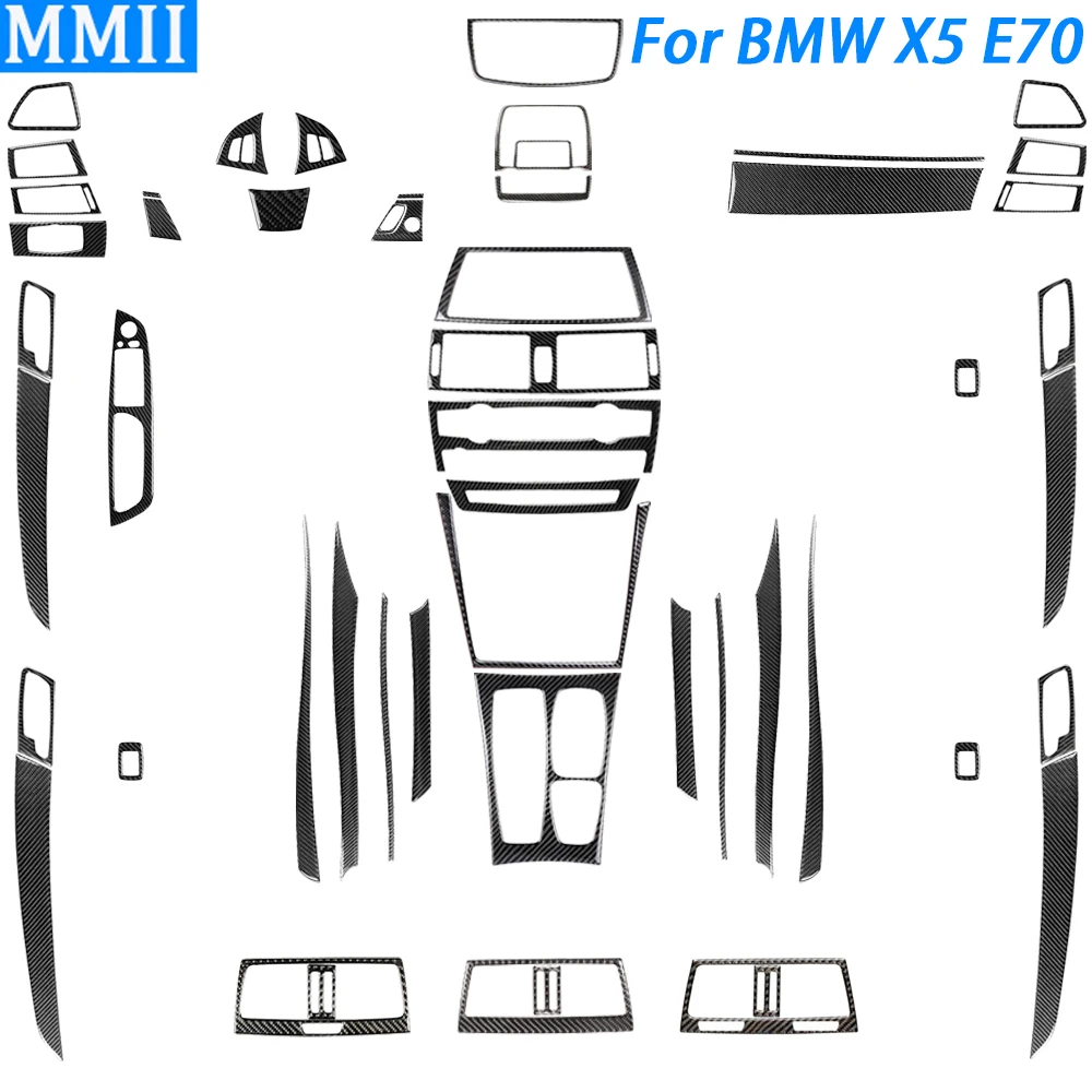 Для BMW X5 E70 2008-13 Карбоновое волокно для переключения передач, Воздуховыпускное окно, Подъемник, дверь, панель приборной панели, набор аксессуаров для интерьера автомобиля, наклейка